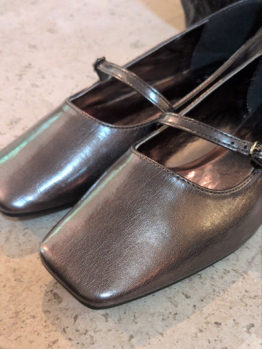 9 Shu Shop Adele Metallic Pewter Mary Jane Ballerina Flats - Picture 10 of 14